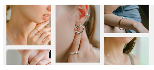 ピアス、イヤリング、ブレスレットを付けた画像