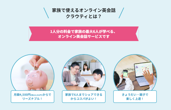 ブタの貯金箱とタブレットを見ながら会話している親子とノートパソコンとスマホを操作している画像