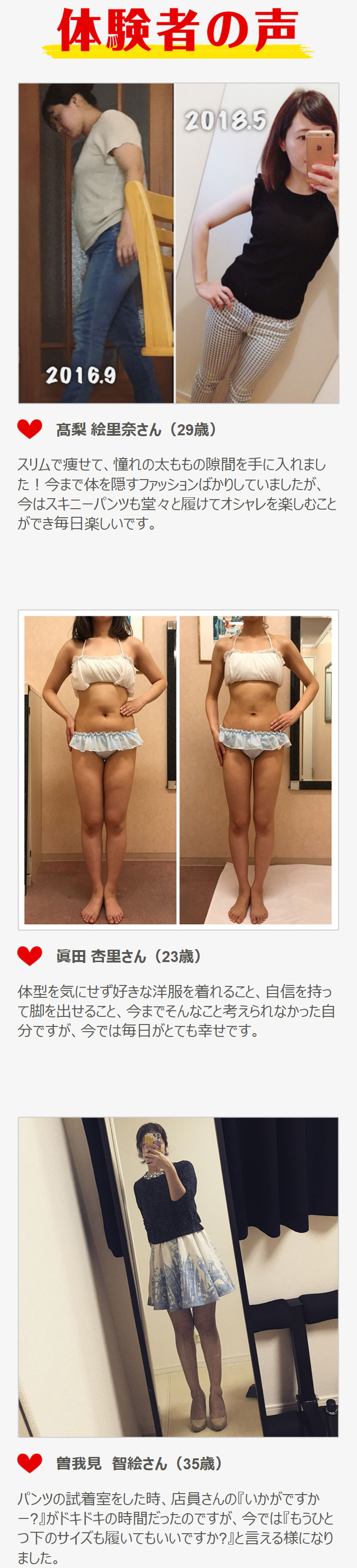 痩せた人の感想と写真