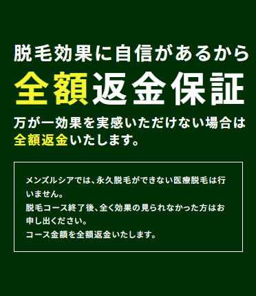 全額返金保証の案内