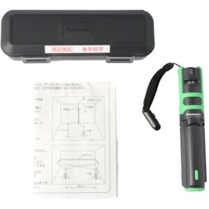 レーザー墨出し器のケースと本体を畳んだ状態、取扱説明書