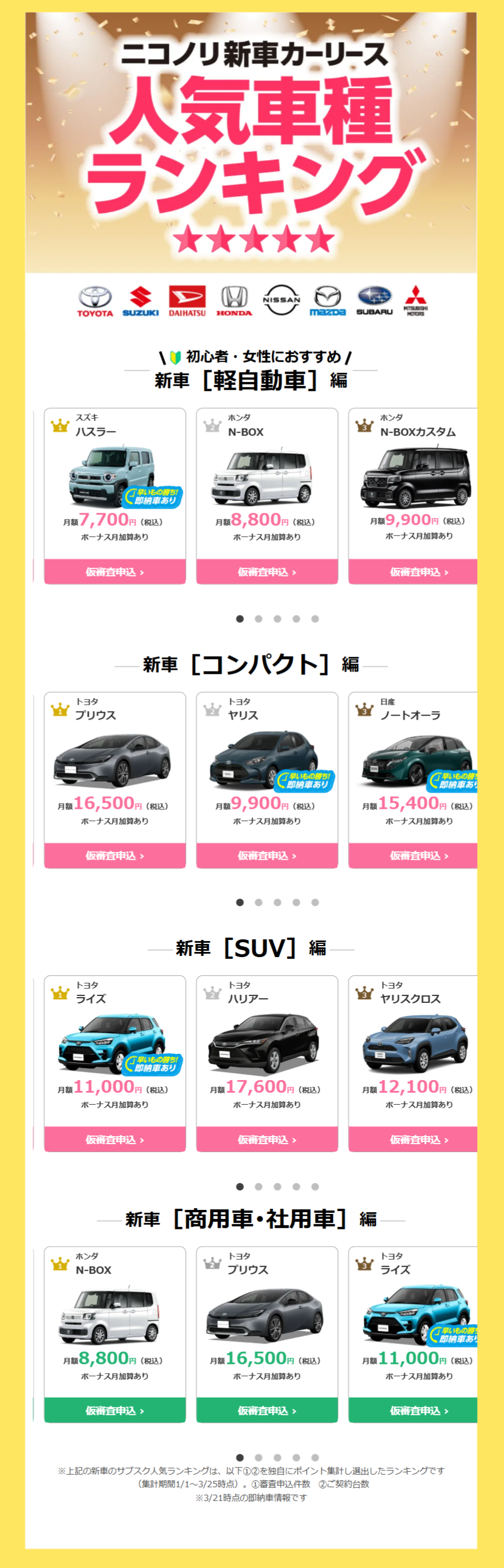 人気車種ランキング